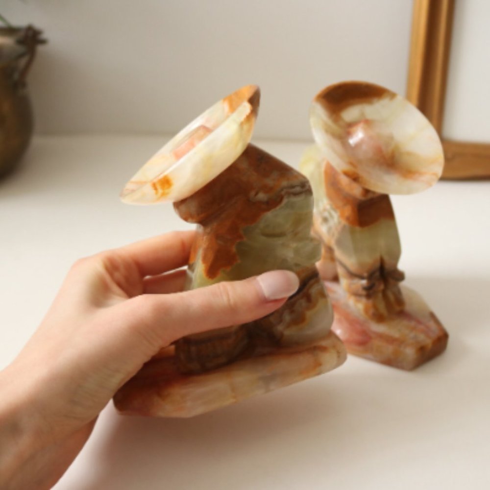 Vintage Onyx Cactus Sombrero Bookends